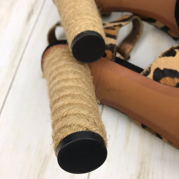 Sam Edelman Animal Print Leopard Print Leather Calf Fur Platform Heels Size 6.5 - Picture 11 of 16